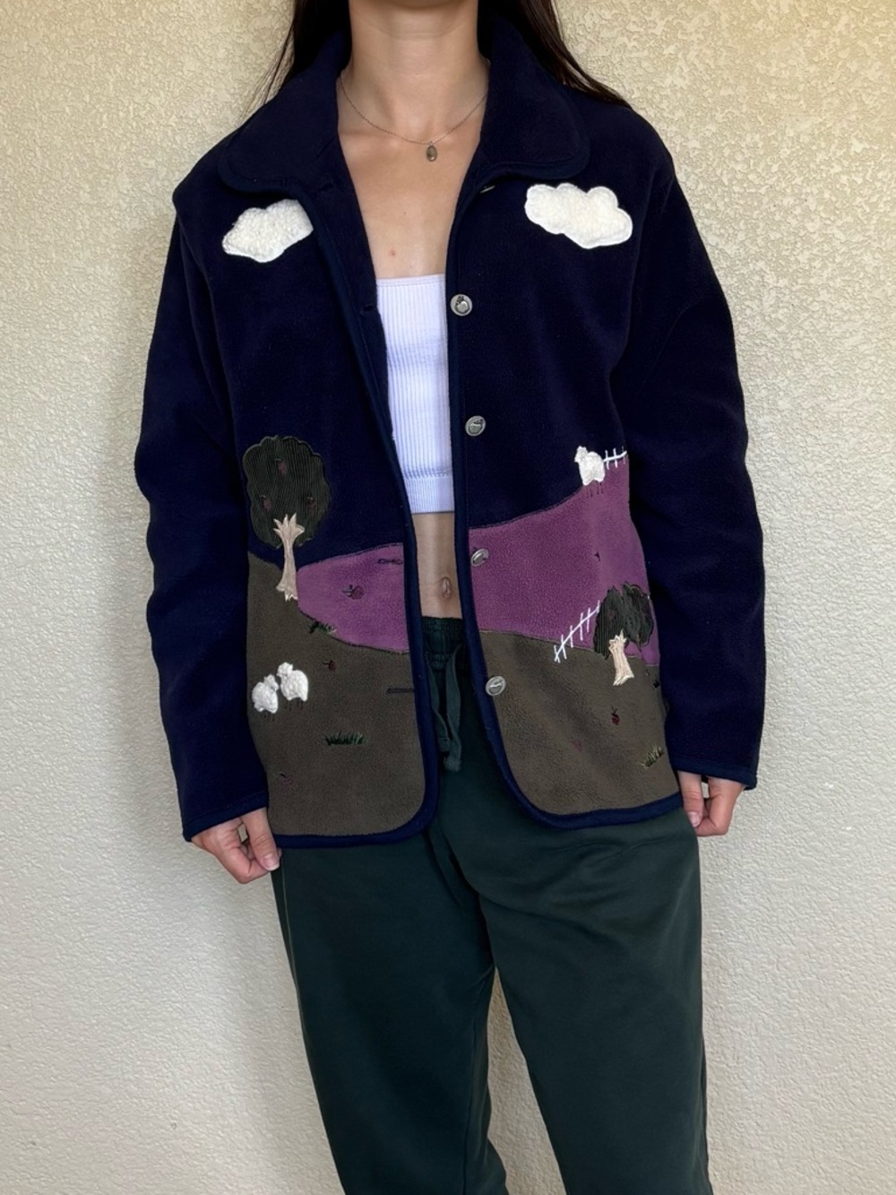 Vintage Fleece Sheep Field Sweater